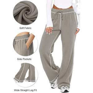 DISCIPBUSH Pantalones de chándal anchos para mujer Pantalones de chándal de salón con cordón con bolsillos Joggers arrugados y pantalones de pijama - Product Image 2