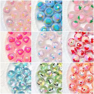 Cuentas redondas de acrílico pintadas a mano de dibujos animados bonitos para materiales hechos a mano DIY cadenas de teléfonos móviles accesorios bolsas colgantes - Product Image 2