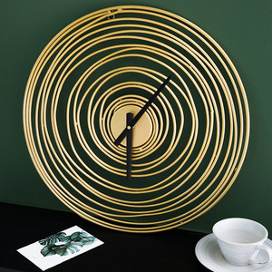 Wholesale Decorative Gold Round Metal Wire <strong>Wall</strong> <strong>Mirror</strong> <strong>Clock</strong> for Home Decor Lving Room Furniture - Product Image 2