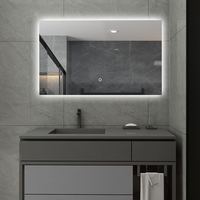 Cermin Kamar Mandi LED Berbingkai Putih dengan Lampu Hangat yang Dapat Diubah, Cermin di Atas Meja Rias, Dekorasi Dinding Kamar Mandi Modern, Kontrol Sentuh