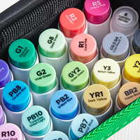 Ohuhu-jeu de marqueurs originaux de 24 couleurs, deux pointes, brosse et ciseau