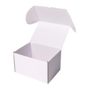 Boîte d'expédition en carton ondulé de luxe personnalisée, petite quantité en stock, emballage de parfum, entièrement blanche, 16x16x6, design plié, conception gratuite incluse - Product Image 5