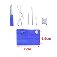 Combinaison multi-outil carte carte de crédit couteau poche carte de crédit multi-outil avec couteau rouge lumière LED loupe boîte translucide