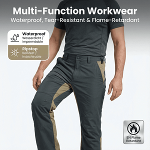 Pantalones de Trabajo Mecánico para Hombre, Elásticos, Reforzados, Ignífugos, Certificados EN, Impermeables, Antiestáticos, con Portaherramientas y Cadenas - Product Image 6