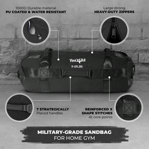 Muestra gratuita: Saco de arena para entrenamiento de alta resistencia y cross training con 7 asas multiposicionables - Color Verde militar/Negro/Camuflaje - Product Image 5