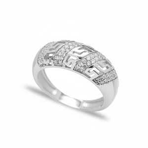 2025 Best Selling Clear Zircon <b>Greek</b> Symbol Design Cluster <b>Ring</b> Wholesale Fine Jewelry 925 Sterling Silver Handmade - Product Image 2