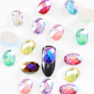 OLeeya al por mayor: Piedras de imitación acrílicas ovaladas con base plateada, pedrería de fantasía, cuentas de cristal para decoración de uñas - Product Image 1