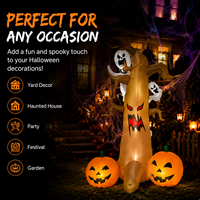 Décoration de jardin d'Halloween gonflable de 24 mètres, arbre fantôme effrayant, citrouille, décorations lumineuses d'extérieur, polyester CQBJ-1