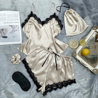 Benutzer definierte Logo Spitze Damen Nachtwäsche Pyjamas Sexy Lounge Wear Pyjamas Mädchen Nachtwäsche Pyjamas Set