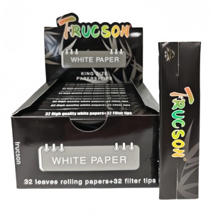 TRUCSON White Rolling Papers <b>King</b> <b>Size</b> 32 <b>Sheets</b> With 32 Filter Tips Natural Plant Fiber Slow Burn 24booklets/box - Product Image 5