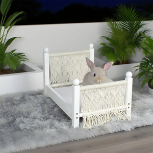 Tempat tidur kelinci Macrame semua katun | Lounge Hewan peliharaan Multi guna, properti fotografi untuk kuncup & Festival, desain pinggiran anyaman tangan - Product Image 5
