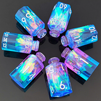 Bleu Rose Potion Bouteille Résine Mode Coloré Polyèdre RPG Dice Cadeau Avec Feuille