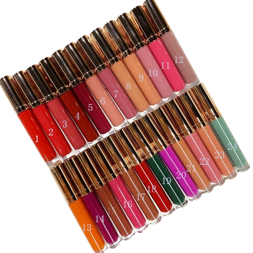 24 Colors Matte Nonstick Cup Waterproof Lip Gloss Wholesale Lipgloss Makeup Private Label Liquid Lipstick Low Moq No Brand