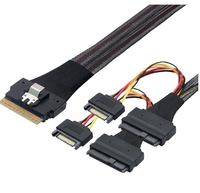 SFF-8654 SAS kustom pabrik 8i sampai 2 * SFF-8639 UK 2 + 15 Pin NVME SSD kabel adaptor kabel Data Disk daya