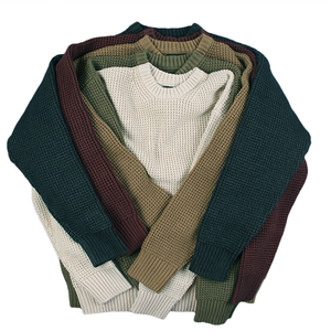 Finch Garment Waffle Knit Sweater Hombres Jacquard Knitwear Winter Cotton Pullover Diseñador Cuello redondo Suéter de punto personalizado - Product Image 5