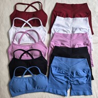 Soutien-gorge push-up sans couture et sans dos, ajustable, pour le fitness et le yoga, avec dos en V et effet froncé, pour les ensembles de yoga et d'entraînement pour femmes