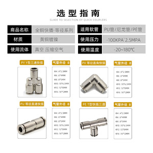 Raccords pneumatiques en cuivre nickelé Wentai, type Y, 4 6 8 10 12 16 mm, connexion rapide pour air, huile, eau - Product Image 4
