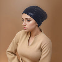 Turban unisexe en satin extensible à effet métallique, style indien, broderie machine, polyester/coton, printemps/automne