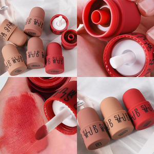 Recién llegado, Mini maquillaje de esmalte de labios bonito, colorete rojo de larga duración, barro, sello único, brillo de labios mate, lápiz labial líquido - Product Image 4