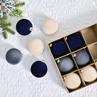 Juego de Adornos Navideños de Bolas Flocadas de Alta Calidad de 6 cm, Decoraciones para Árboles con Tacto de Terciopelo Suave, Adornos Colgantes para Navidad, Hogar, Fiestas