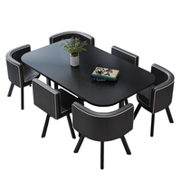 Ensemble table basse et chaises de style nordique avec plateau en bois et marbre pour salon et bureau