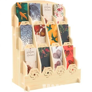 Wooden Display Rack 4 Layers Multipurpose Card Holder For Greeting Cards Journal <b>Stickers</b> Desktop Storage Organizer - Product Image 1