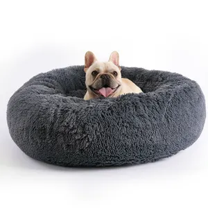 C4p 2023 Hot Sale Soft Washable Dog Luxury Round PV Plush Pet Beds Accessories For Pets