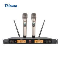 Système de microphone sans fil professionnel Thinuna UR-200 UHF à double canal, micro-cravate et micro-casque portables longue portée pour fabricants