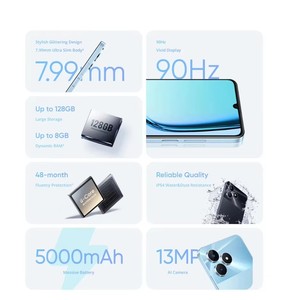 Realme <span class=keywords><strong>Note</strong></span> 50 Écran 90 Hz de 6,74 Pouces Batterie 5000 mAh Appareil Photo IA 13 MP Puissant Processeur Octa-core Double Emplacement pour Carte 128 Go - Product Image 4