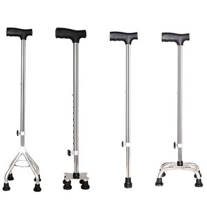 Bâton de marche à quatre pieds en acier inoxydable, réglable en hauteur, antidérapant, pour personnes âgées, aide à la mobilité - Product Image 5
