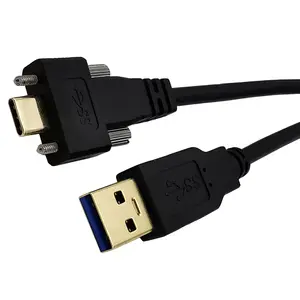 0.3 mètre 5Gbps USB 3.0 Type A Mâle à USB3.0 C Câble avec Vis de Blocage pour L'industrie Caméra