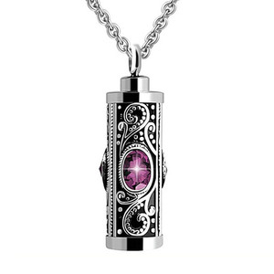 Paslanmaz çelik silindirik kristal Urn kolye <span class=keywords><strong>Birthstone</strong></span> anıt kolye kremasyon kül kül mücevherat - Product Image 5