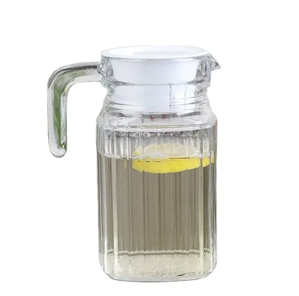 Classica brocca per succo di vetro piccola da 500ML con coperchio prezzo di fabbrica bicchieri economici brocche per bere con manico e beccuccio