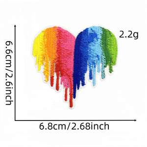 New Embroidered Iron on rainbow Colorful Sun butterfly Heart Hand Mouth Patch for Clothing <b>Hat</b> <b>Bag</b> Decoration - Product Image 6