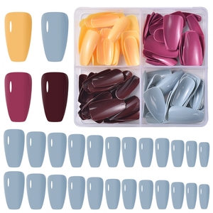 96 Uñas Postizas de Color Sólido en Caja, Uñas Francesas de ABS con Cobertura Completa, Cuadradas, Almendradas, Tipo Ataúd, Removibles y Reutilizables para Salón - Product Image 5