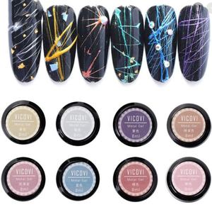 8ml Metalle ffekt UV Nagellack Gel Spiegel Nagel linie Zeichnung Lack Malerei Kleber DIY Maniküre Gold Silber Nagel Beauty Design - Product Image 5