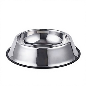 Tazón antideslizante de acero inoxidable para mascotas, tazón con base de goma, tazón para beber comida - Product Image 1