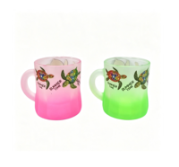 Vente en gros de tasses en verre givré personnalisées avec logo, imprimé dauphin et tortue de mer, souvenir touristique de plage, mini-gobelet à shot