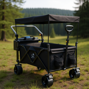 รถเข็นพับได้ Db พร้อมหลังคาถอดออกได้ ล้อออลเทอร์เรนขนาด 4 นิ้ว พับเก็บได้ สำหรับการช็อปปิ้งและการตั้งแคมป์ - Product Image 2