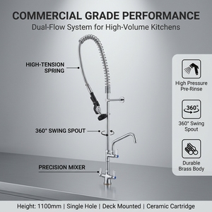 ก๊อกน้ำห้องครัวแบบดึงลงได้ พร้อมสายสปริงสำหรับล้างขวด ทำจากสแตนเลส - Product Image 5