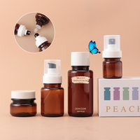 Flacon de lotion rond en plastique ambré vide de 40 ml et 100 ml, flacon de toner en plastique de 100 ml et 200 ml, pot de crème de 50 g