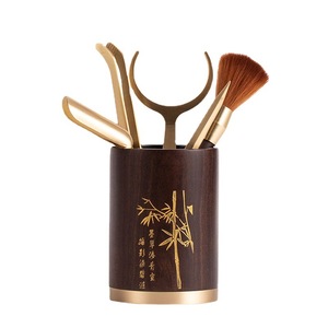 Six Gentlemen <b>Tea</b> <b>Set</b> Solid Wood Ebony Cylinder Copper Utensils Complete Kung Fu <b>Tea</b> Tools With <b>Tea</b> Knife Brush Clips - Product Image 4