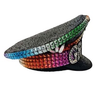 Chapeau de marié élégant à sequins, chapeau de capitaine noir scintillant avec lettres pour future mariée, accessoire pour enterrement de vie de jeune fille et tenue de soirée
