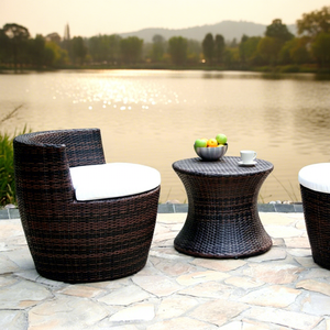 Leisure 3pcs Contemporary Outdoor Furniture Rattan <b>Table</b> Chair Set for Hotels Garden Courtyard Villa Farmhouse Apartment - Product Image 1