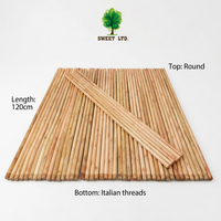 Manche à balai en bois verni de 120 cm de long, provenant de Chine, de Turquie et du Maroc, pour balais en Indonésie