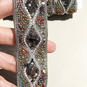 Sabuk Bohemian buatan tangan Diy renda Iron-on Rhinestones manik-manik etnik berlian pita batu permata Strip renda pemangkasan dengan halaman - Product Image 4