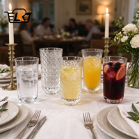 Wholesale Vintage Ribbed Embossed Highball Drinking Glass Tumbler Fluted Iced Coffee Cocktail Juice Cups for Bar Hotel Home