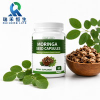 Capsules de graines de Moringa pour le bien-être des adultes, riches en nutriments végétaux, soutien quotidien à la vitalité, fabrication OEM