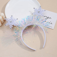 Bandeau en plastique à paillettes flocon de neige, créatif, mignon, brillant, fait à la main, accessoires de cheveux pour fête de Noël pour enfants