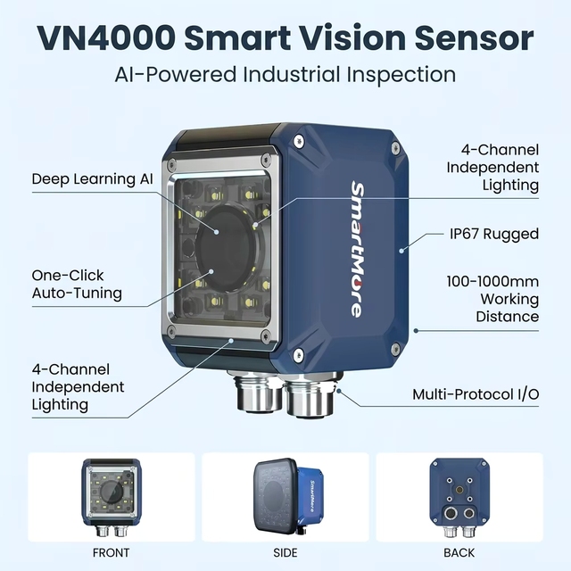 AI Deep Learning Intelligent Vision Sensor IP67 60fps 1920x1080 Zero-Code Setup Industrial OEM Manufacturer